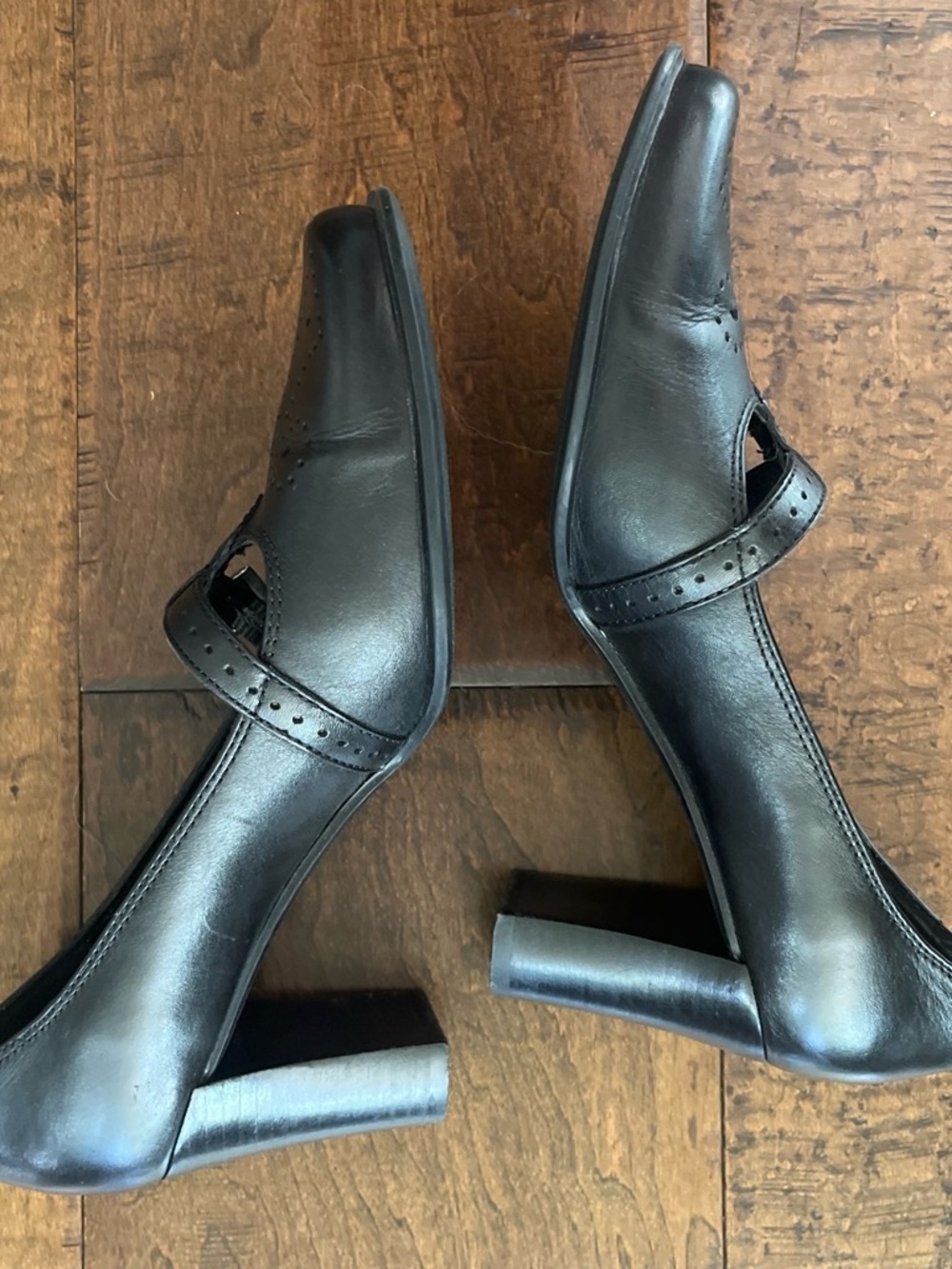 Vintage 90’s Etienne Aigner black leather retro Mary Jane Oxford pumps Sz. 7 - Picture 5 of 7